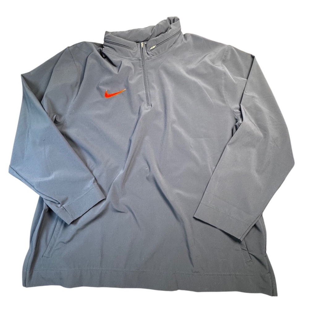 Nike Dri-FIT Quarter Zip Pullover Mens XL Navy Blue Orange Swoosh Stretch Golf